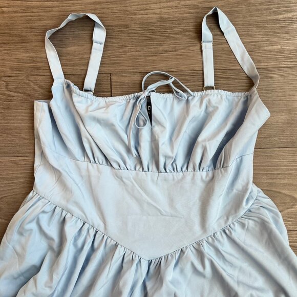 NWT Scarlet Darkness Puffy Corset Dress 2-Layer Sundress Sky Blue Milk Maid XL - Picture 4 of 6